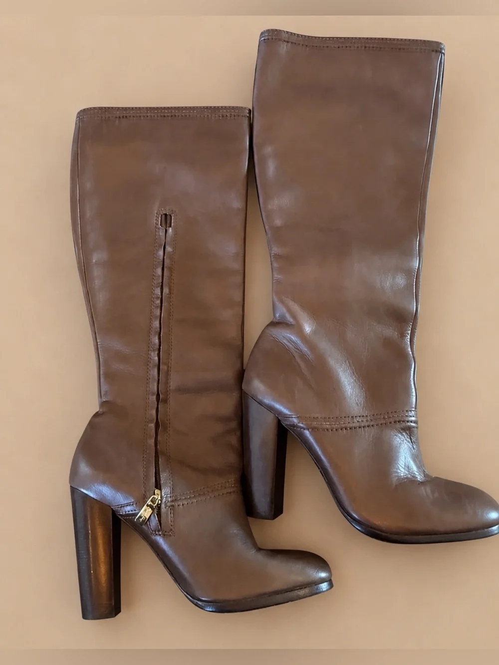 Elizabeth and James Leather Knee High Block Heel Boots Size 6.5